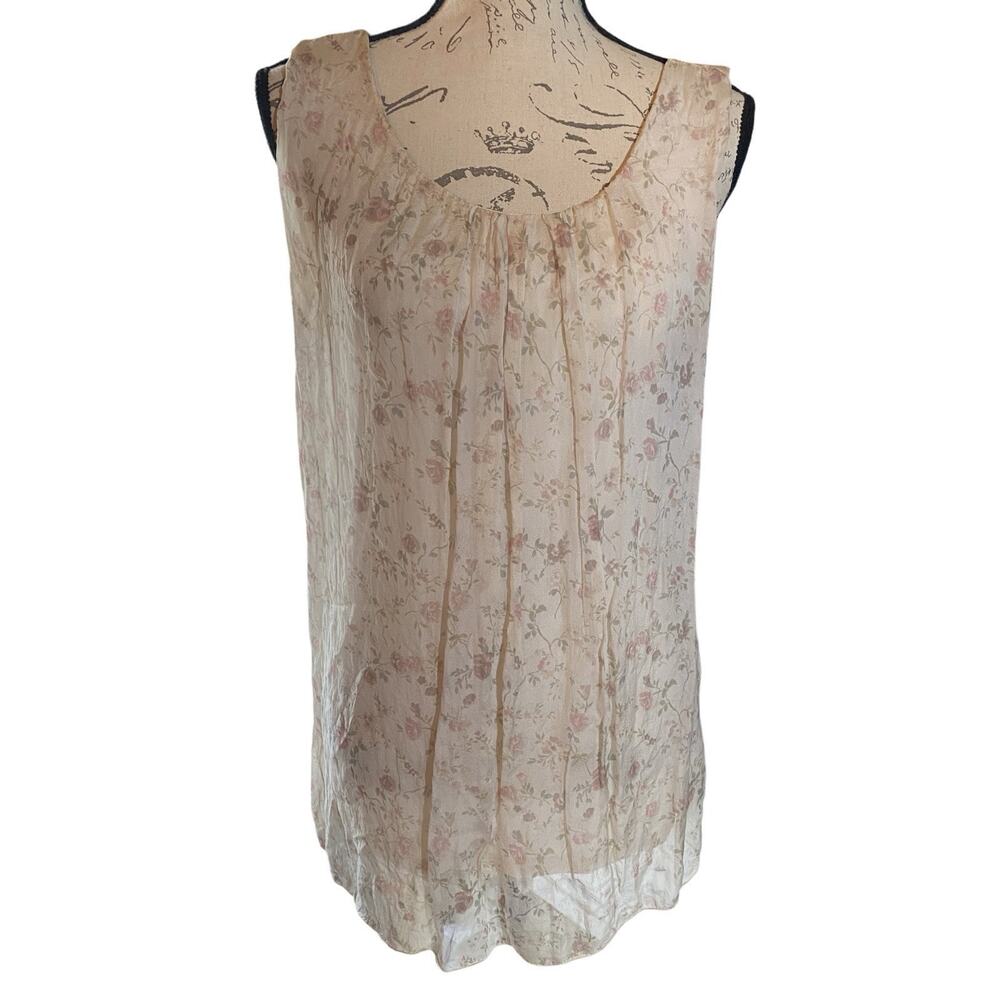 Cottage Bellambria Pastel Floral Womens Small Boho Popover Italy Sleeveless Top